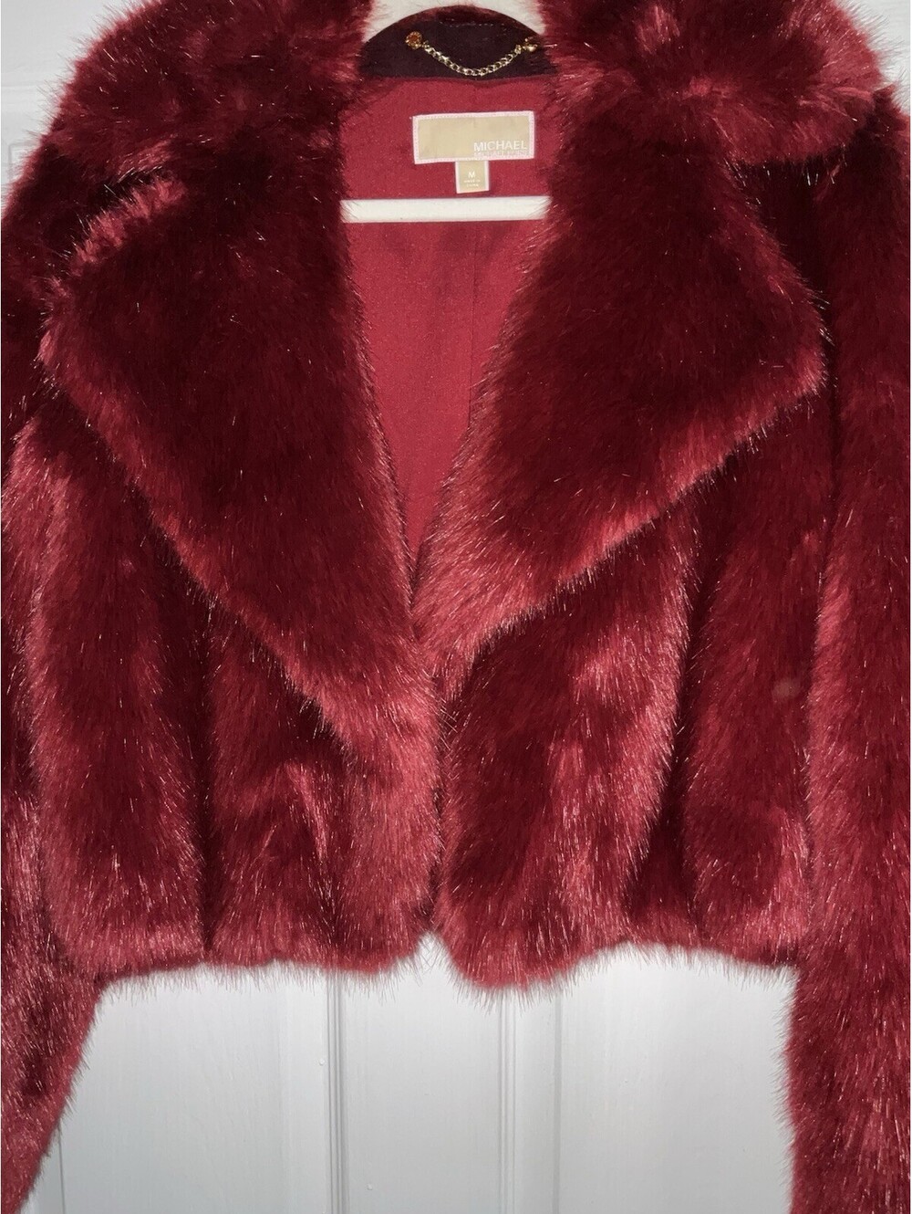Michael Kors Women’s Red/Maroon Faux Fur Accents Short Lined Jacket Size M